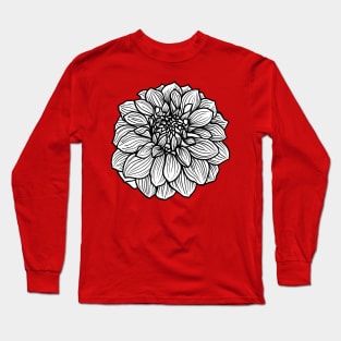 DAHLIA 01, big single flower, hand-drawn Long Sleeve T-Shirt